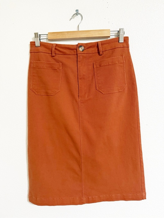 bohme Dresses & Skirts - Bohme Rust Burnt Orange Twill Patch Pocket Pencil Skirt